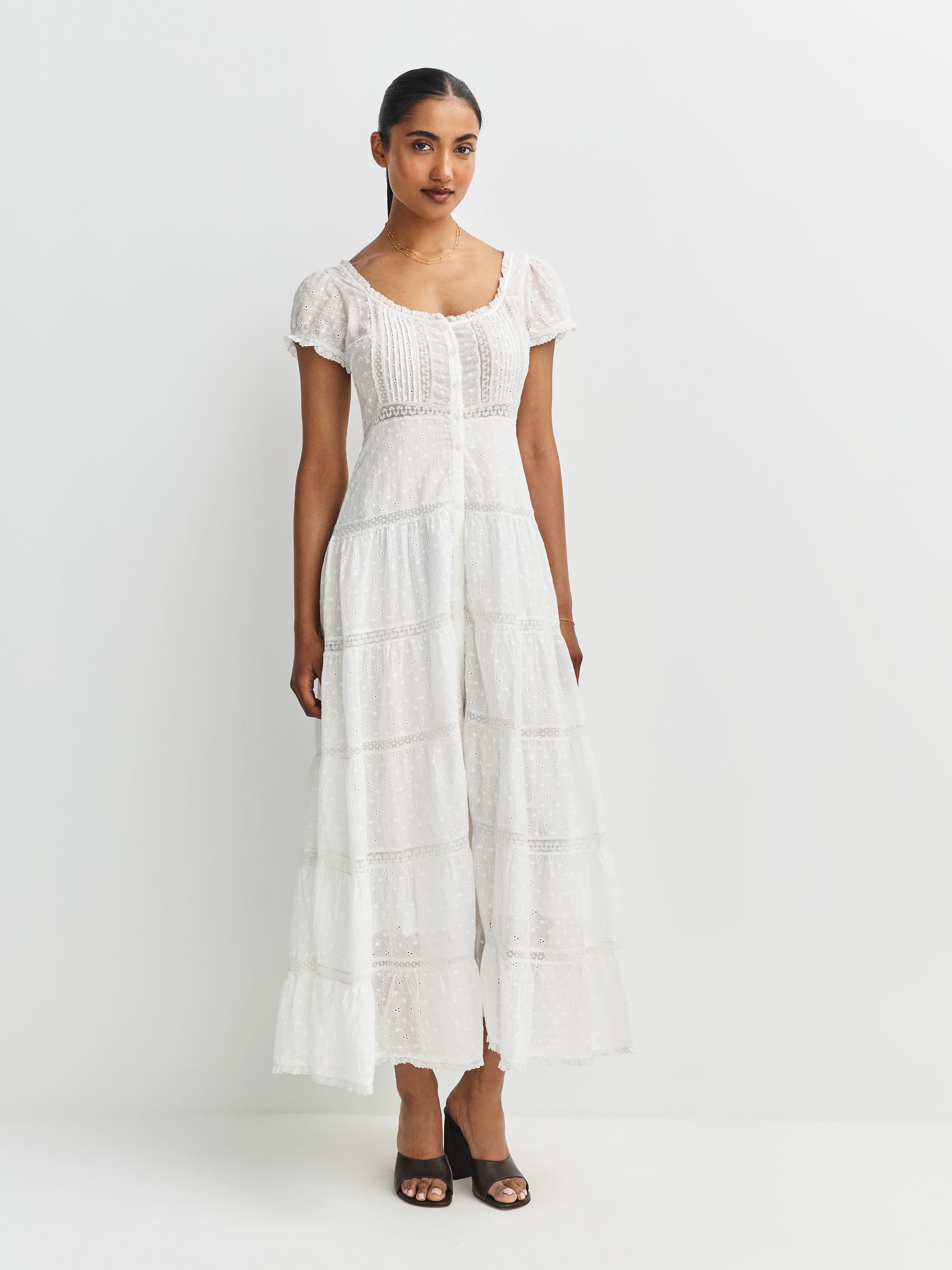 Buy Rixo Ivory Jaclyn Tiered Midi Dress from the Next UK online shop