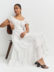 Rixo Ivory Jaclyn Tiered Midi Dress - Image 3 of 6