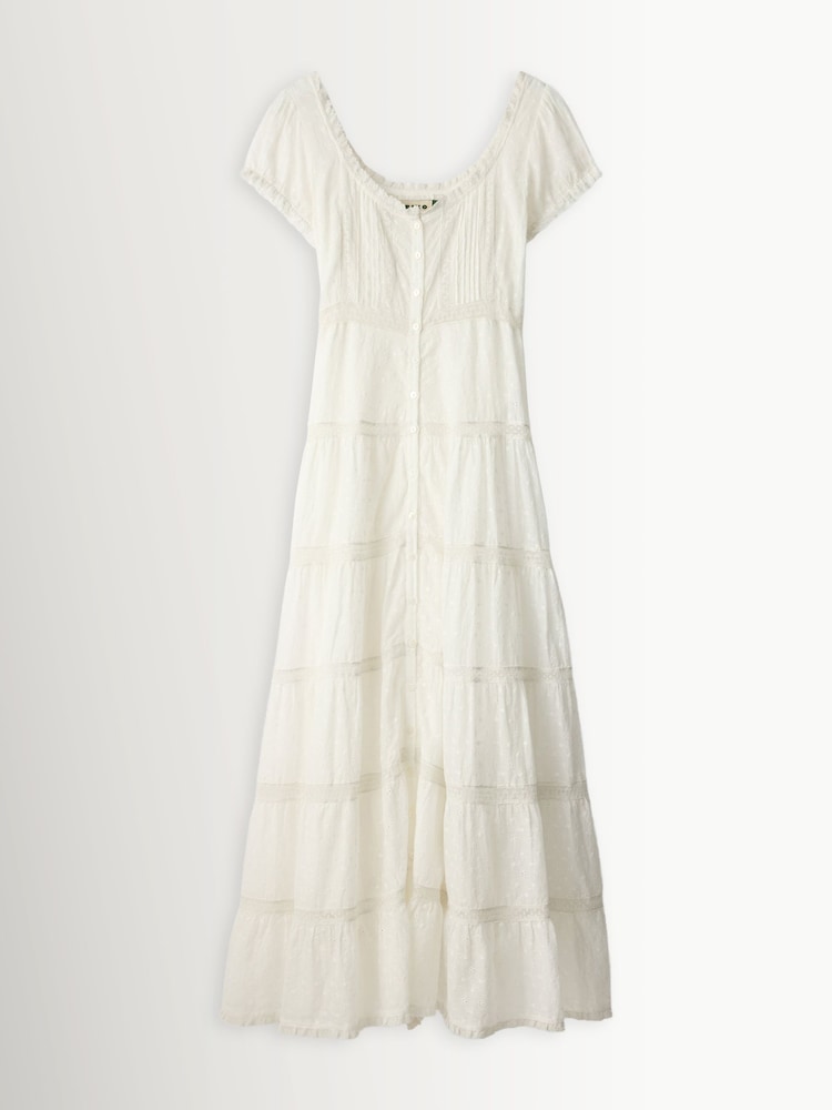 Rixo Ivory Jaclyn Tiered Midi Dress - Image 6 of 6 Rixo Ivory Jaclyn Tiered Midi Dress - Image 6 of 6