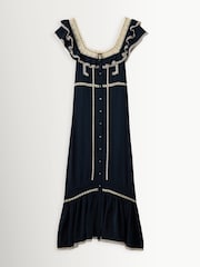 Rixo Deep Navy Kendara Midi Dress - Image 1 of 1