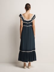Rixo Deep Navy Kendara Midi Dress - Image 2 of 5