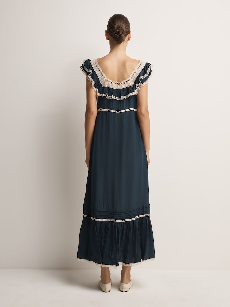 Rixo Deep Navy Kendara Midi Dress - Image 2 of 5 Rixo Deep Navy Kendara Midi Dress - Image 2 of 5