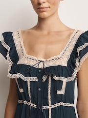 Rixo Deep Navy Kendara Midi Dress - Image 4 of 5