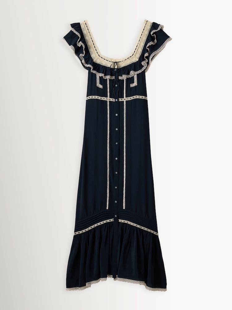 Rixo Deep Navy Kendara Midi Dress - Image 5 of 5 Rixo Deep Navy Kendara Midi Dress - Image 5 of 5