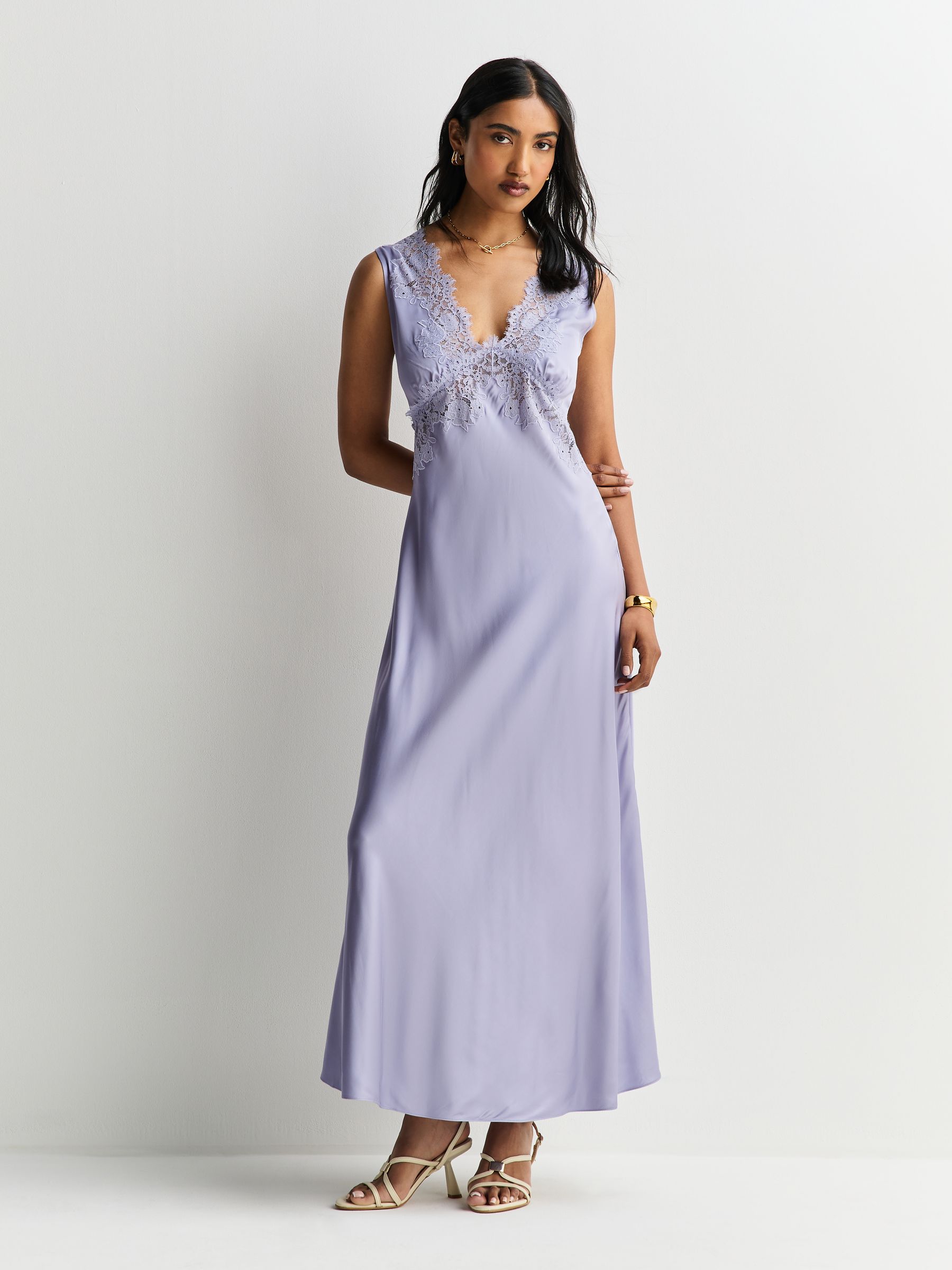 Rixo Dusty Blue Lysandra Cerise Lace Trim Midi Dress | Seasons