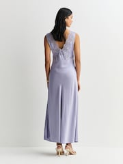 Rixo Dusty Blue Lysandra Cerise Lace Trim Midi Dress - Image 4 of 7