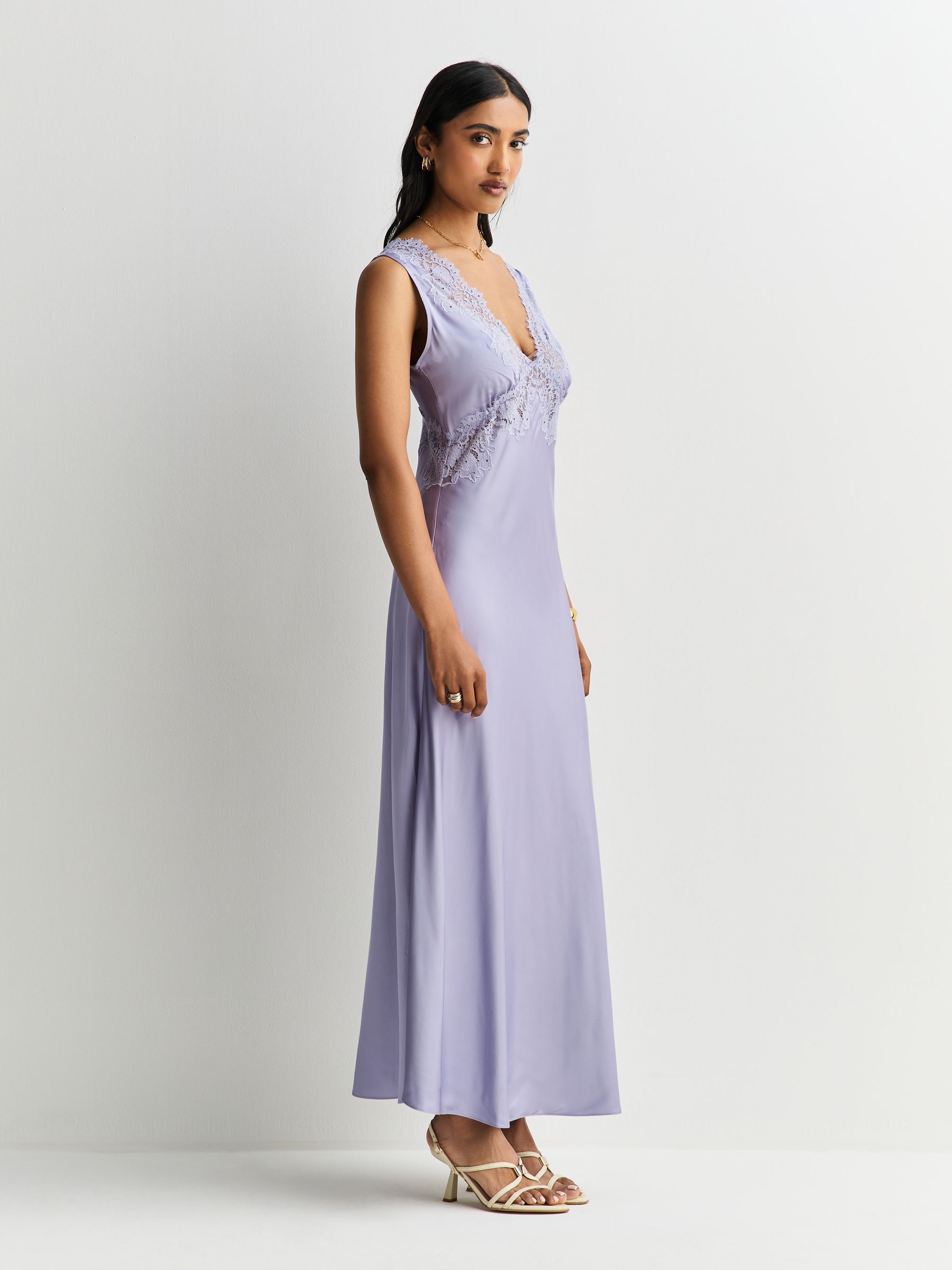 Rixo Dusty Blue Lysandra Cerise Lace Trim Midi Dress | Seasons