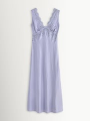 Rixo Dusty Blue Lysandra Cerise Lace Trim Midi Dress - Image 7 of 7