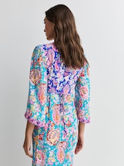 Rixo Cara Mix Blue Dahlia Midi Dress - Image 5 of 6