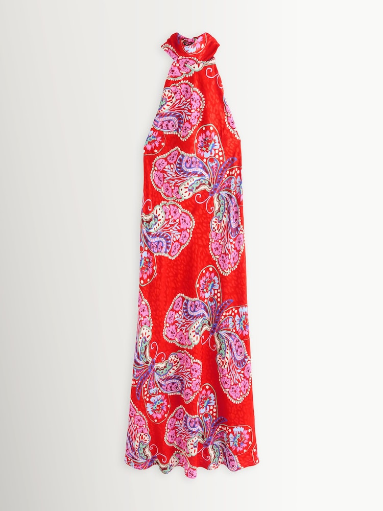 Rixo Butterfly Bloom Jacquard Red Maura Midi Dress - Image 1 of 1