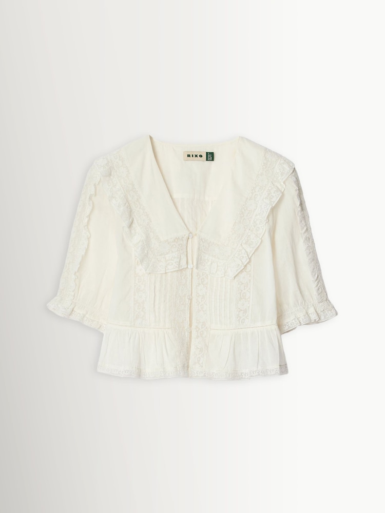 Rixo White Ellery Collar Blouse - Image 1 of 1