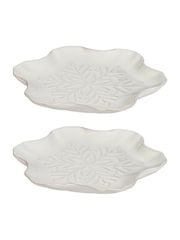 Dibor Set of 2 White Snowflake Dinner Plates - Image 5 of 5