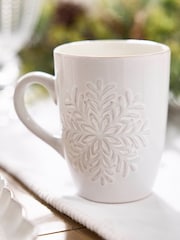 Dibor Set of 2 White Snowflake Mugs - Image 3 of 5