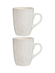 Dibor Set of 2 White Snowflake Mugs - Image 5 of 5