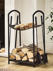 Dibor Black Fire Tools Set with Log Storage - Image 1 of 5