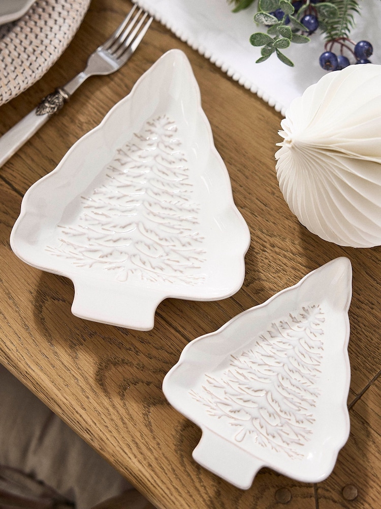 Dibor Set of 2 White Tree Side Plates - Image 1 of 5 Dibor Set of 2 White Tree Side Plates - Image 1 of 5