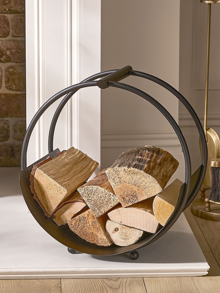 Dibor Black 43cm Round Log Holder - Image 1 of 5 Dibor Black 43cm Round Log Holder - Image 1 of 5