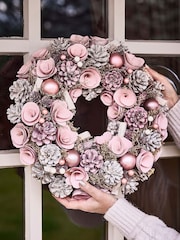 Dibor Pink Roses 38cm Wreath - Image 4 of 6