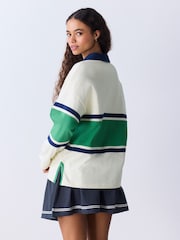 Ecru Cream Snoopy Licence Stripe Rugby Shirt - Image 3 of 10
