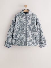 Grey Floral Print Zip Through Borg Jacket - Image 6 of 8