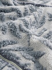 Grey Floral Print Zip Through Borg Jacket - Image 8 of 8