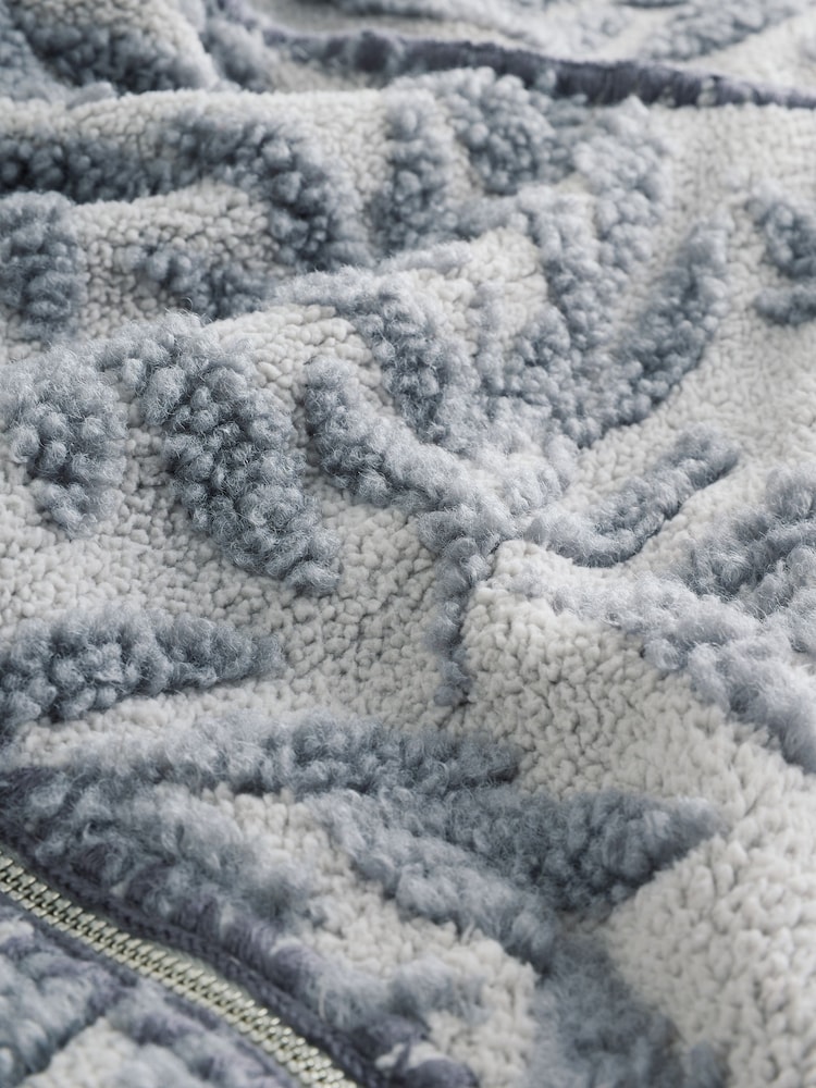 Grey Floral Print Zip Through Borg Jacket - Image 8 of 8