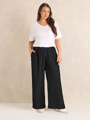 Evans Black Chrome Textured Wide Leg Trousers - Image 2 of 5