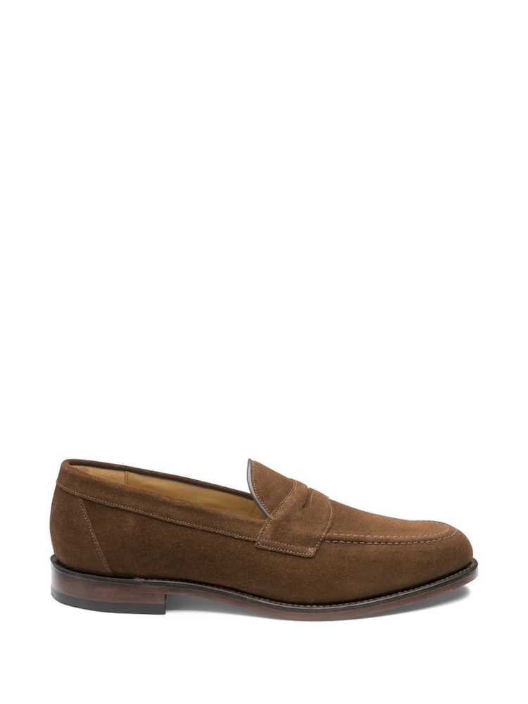 Loake Suede Apron Penny Brown Loafers - Image 2 of 3 Loake Suede Apron Penny Brown Loafers - Image 2 of 3