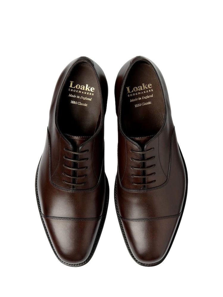Loake Burnished Calf leather Toe Cap Oxford Dark Brown Shoes - Image 3 of 3 Loake Burnished Calf leather Toe Cap Oxford Dark Brown Shoes - Image 3 of 3