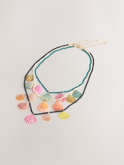 Bright Beaded Shell Multilayer Necklace - Image 1 of 4