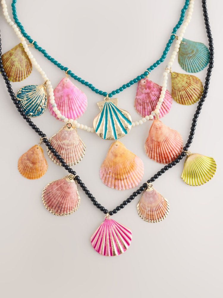 Bright Beaded Shell Multilayer Necklace - Image 2 of 4