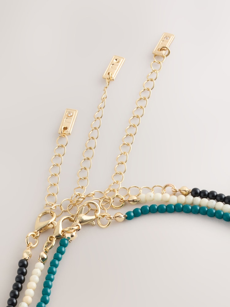 Bright Beaded Shell Statement 3 Layer Necklace - Image 7 of 7