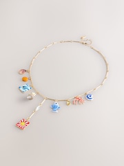 Gold Tone Fish Charm Necklace - Image 1 of 4