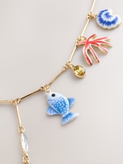 Gold Tone Fish Charm Necklace - Image 3 of 4