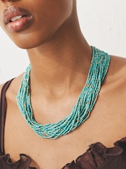 藍綠色 - 珠飾多層項鍊 - 圖片 2/3