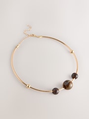 Caramel Brown Bead Torque Necklace - Image 1 of 4