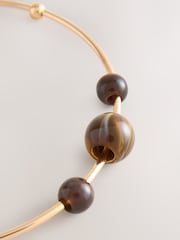 Caramel Brown Bead Torque Necklace - Image 3 of 4