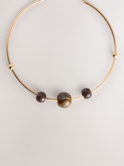 Caramel Brown Bead Torque Necklace - Image 5 of 7