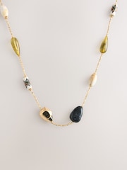 Gold Tone/Brown - Long Beaded Necklace - Image 3 of 5