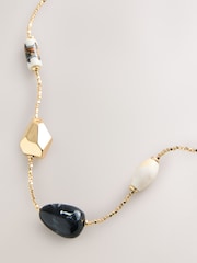 Gold Tone/Brown - Long Beaded Necklace - Image 4 of 5
