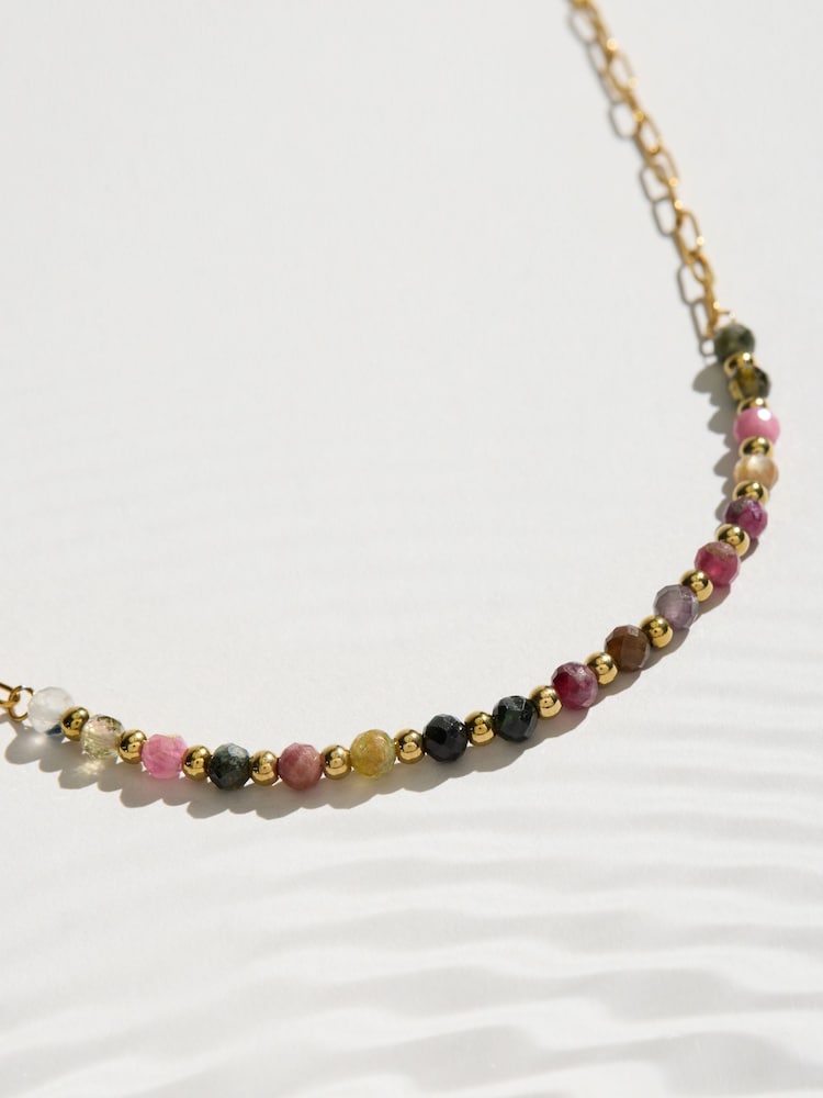 Gold Tone Stainless Steel Beaded Choker - Image 2 of 3