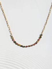 Tonalité d'or - Collier imperméable en acier inoxydable avec pierres semi-précieuses - Image 4 de 6