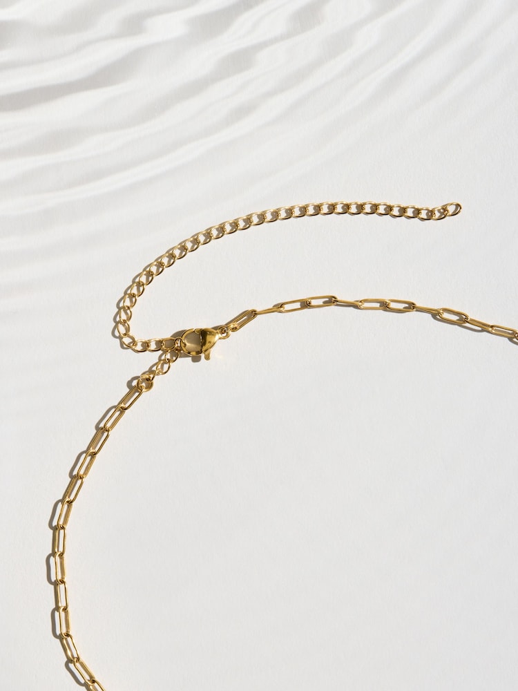 Tonalité d'or - Collier imperméable en acier inoxydable avec pierres semi-précieuses - Image 6 de 6