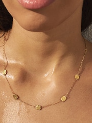 Gold Tone Stainless Steel Hammered Disc Choker - Image 2 of 5