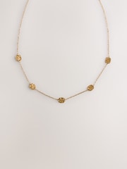 Gold Tone Stainless Steel Hammered Disc Choker - Image 3 of 5