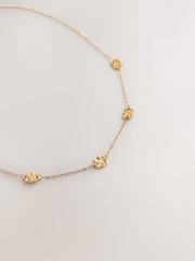 Gold Tone Stainless Steel Hammered Disc Choker - Image 4 of 5