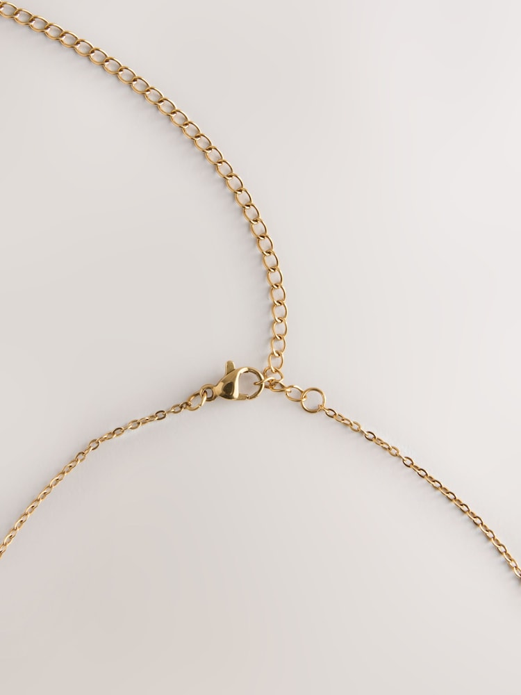 Gold Tone Stainless Steel Hammered Disc Choker - Image 5 of 5