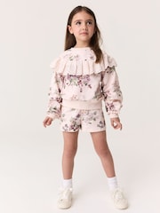 Laura Ashley Light Pink Fairthorne Frill Top and Shorts Sweat Set - Image 1 of 11