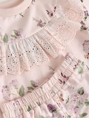 Laura Ashley Light Pink Fairthorne Frill Top and Shorts Sweat Set - Image 10 of 11