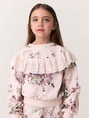 Laura Ashley Light Pink Fairthorne Frill Top and Shorts Sweat Set - Image 2 of 11